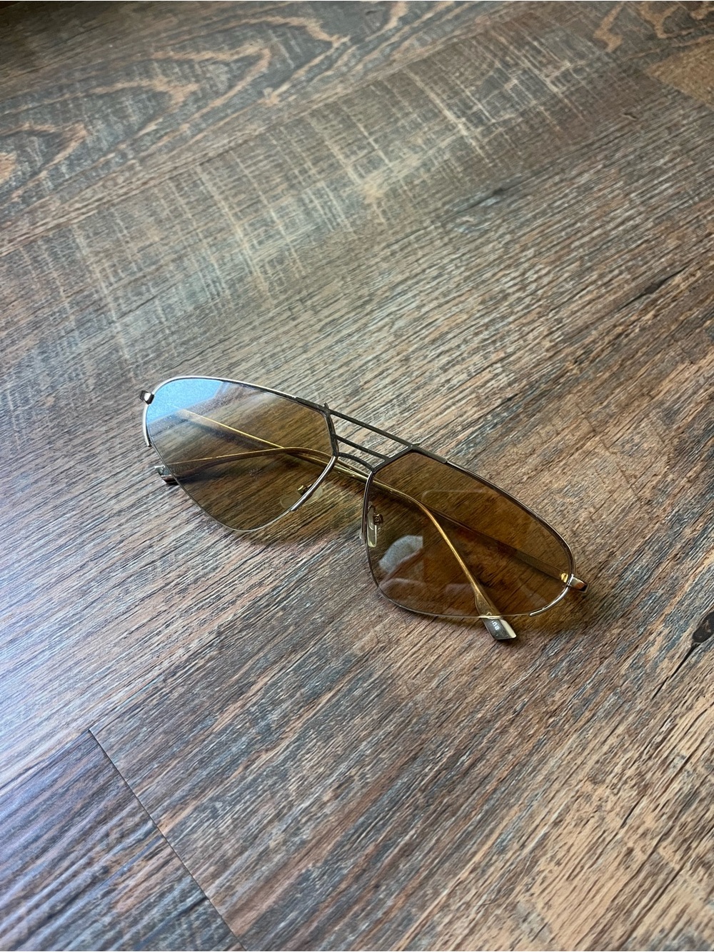 Gold Frame Aviator Sunglasses with Brown Lenses
